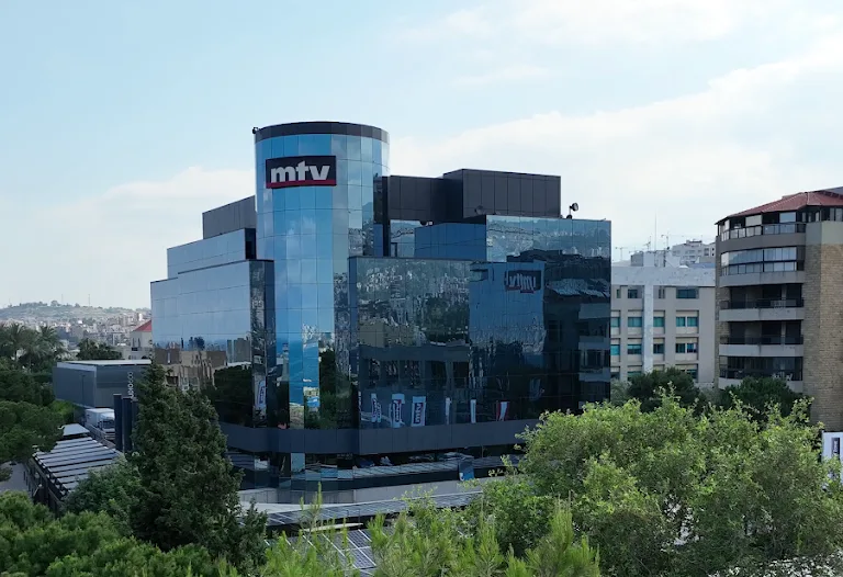 MTV Lebanon — the broadcaster's glazed headquarters and its cylindrical signage tower